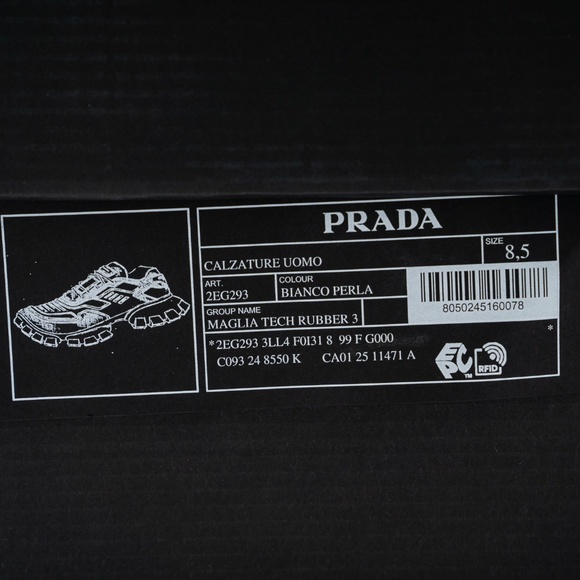 size 8.5uk 9.5 US Prada Cloudbust Thunder Grey White Fabric Rubber - Picture 13 of 13